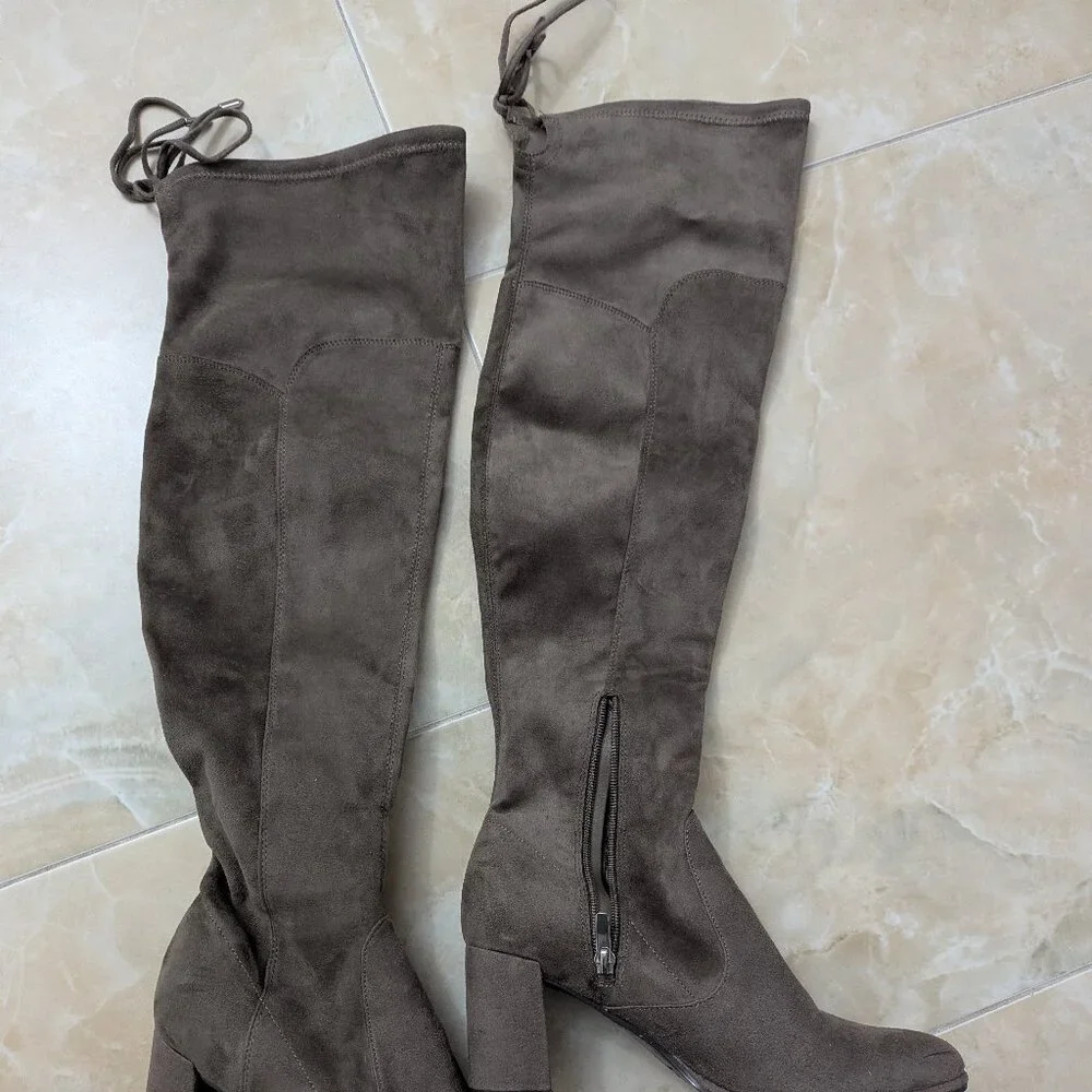 Marc Fisher Suede Over the Knee Boots - Gray